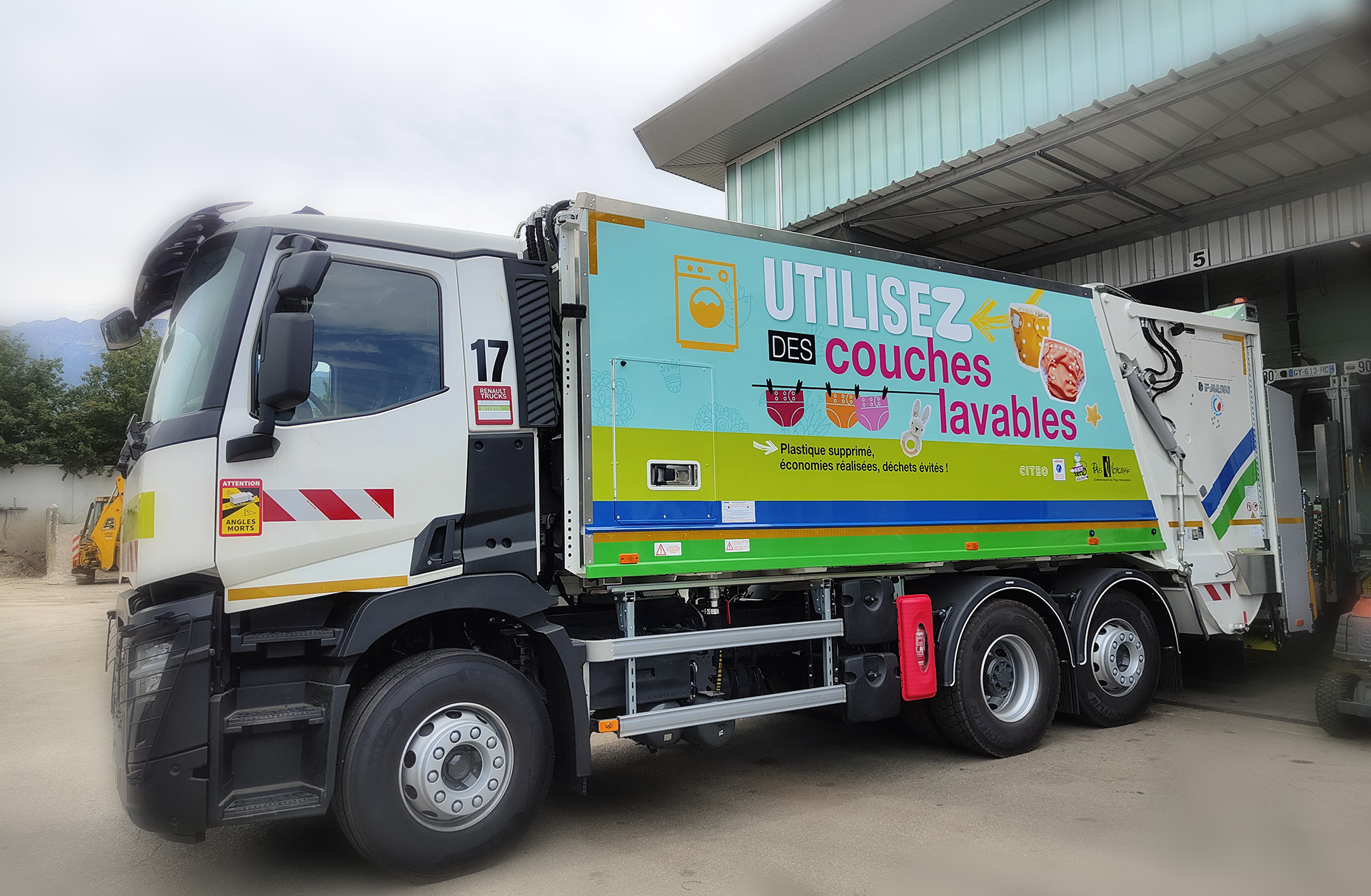 covering - balisage alterné - Camion poubelle